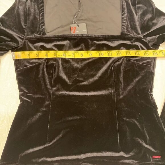 n: Philanthropy Revolve Armida Black Square Neck Long Sleeve Velvet Top.Size M - Picture 12 of 12